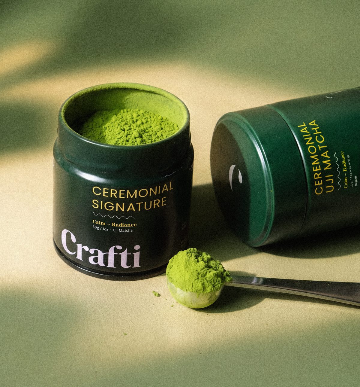 Crafti Ceremonial Signature and Ceremonial Uji Matcha tins